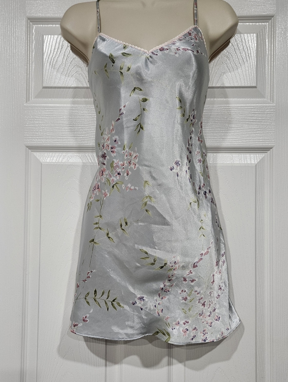 Annabelle Pale Silver Slip with Pink & Yellow Floral